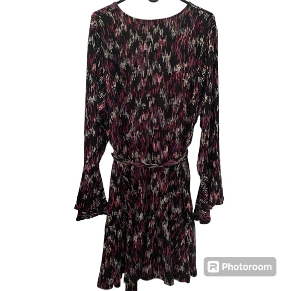 Torrid Black Purple Long Sleeve Mini Dress Size 3X New With Tag Bell Sleeves - Picture 2 of 7